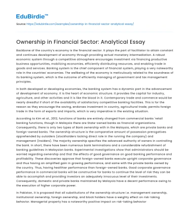 Ownership Dynamics in Finance