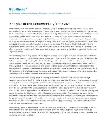 Analysis of the Documentary ‘The Cove’