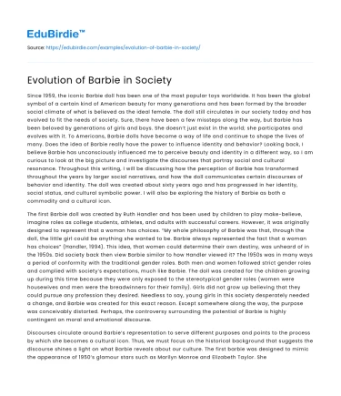 Evolution of Barbie in Society