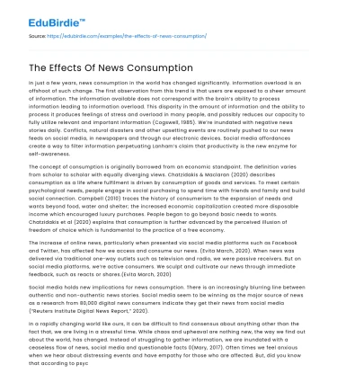 The Effects Of News Consumption