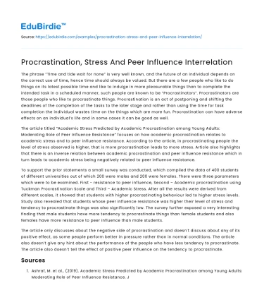 Procrastination, Stress And Peer Influence Interrelation
