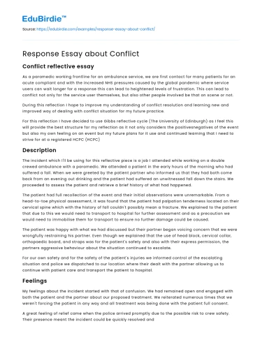 Response Essay about Conflict