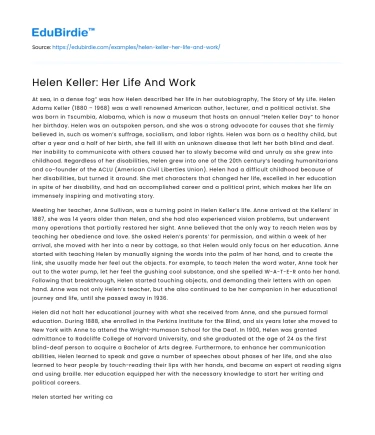 Helen Keller: Her Life And Work