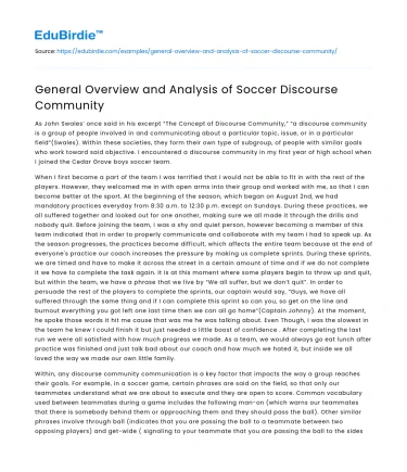 General Overview and Analysis of Soccer Discourse Community