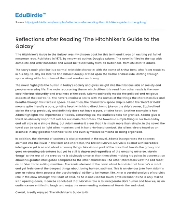 Reflections after Reading ‘The Hitchhiker’s Guide to the Galaxy’
