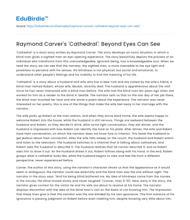 Raymond Carver’s ‘Cathedral’: Beyond Eyes Can See