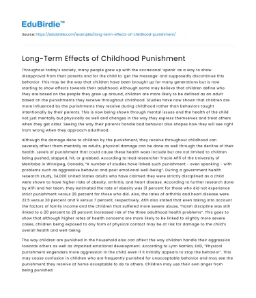 Long-Term Effects of Childhood Punishment