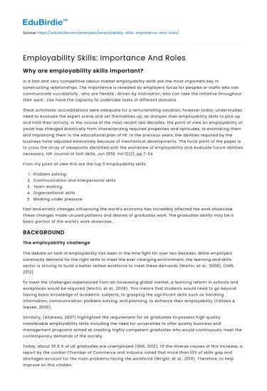 Employability Skills: Importance And Roles