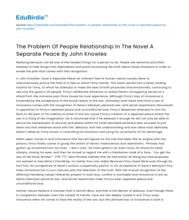 People Relationship in Novel “A Separate Peace” by John Knowles