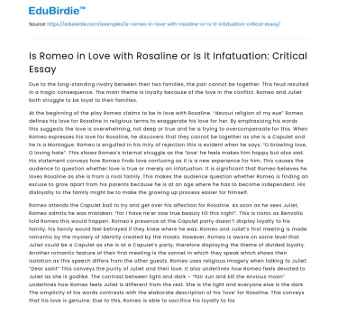 Romeo’s Emotions: True Love or Mere Infatuation?