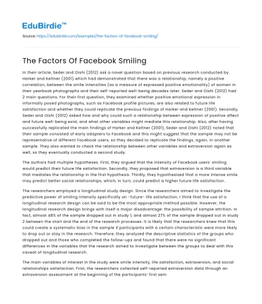 The Factors Of Facebook Smiling