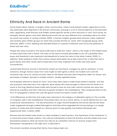 Ethnicity And Race In Ancient Rome
