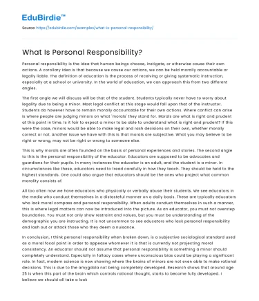 What Is Personal Responsibility?