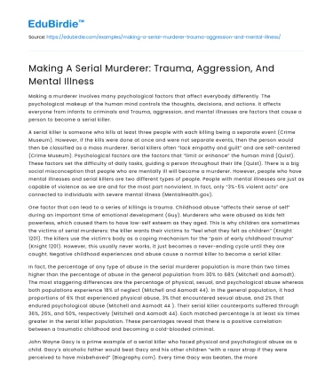 Making A Serial Murderer: Trauma, Aggression, And Mental Illness