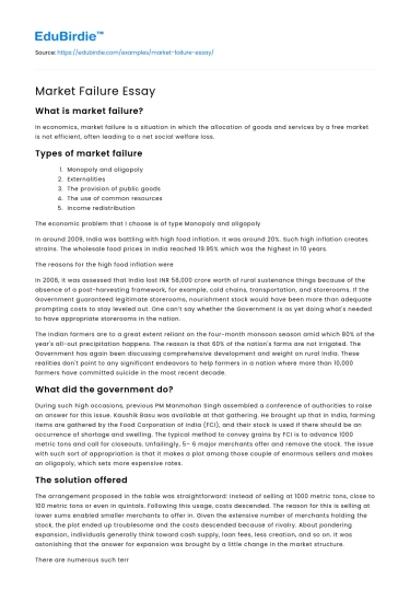 Market Failure Essay