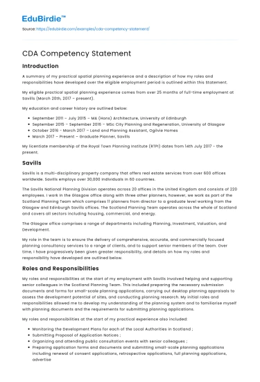 CDA Competency Statement