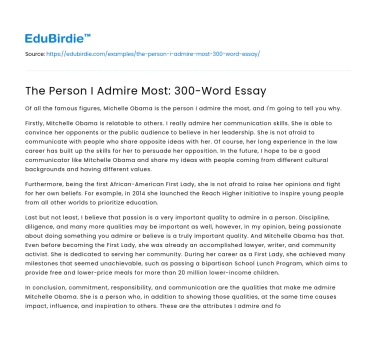 The Person I Admire Most: 300-Word Essay