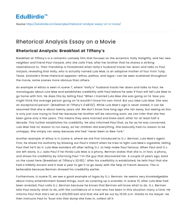 Rhetorical Analysis Essay on a Movie