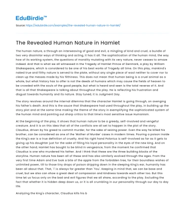 The Revealed Human Nature in Hamlet