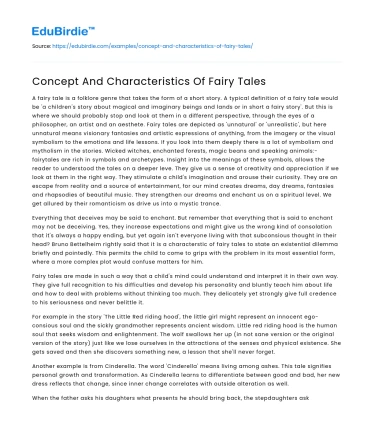 Concept And Characteristics Of Fairy Tales