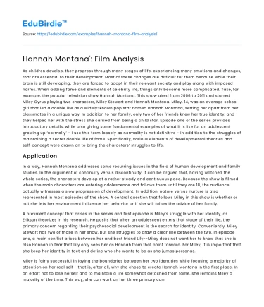 Hannah Montana’: Film Analysis