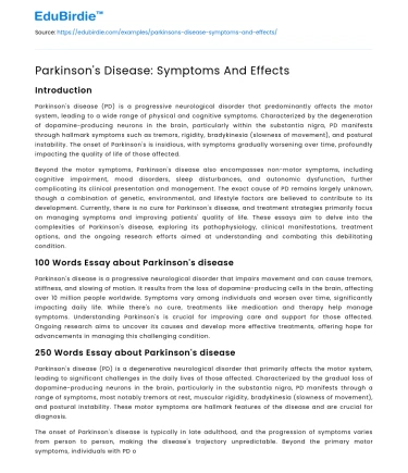 Parkinson’s Disease: Symptoms And Effects