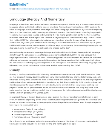 The Role of Language Literacy and Numeracy