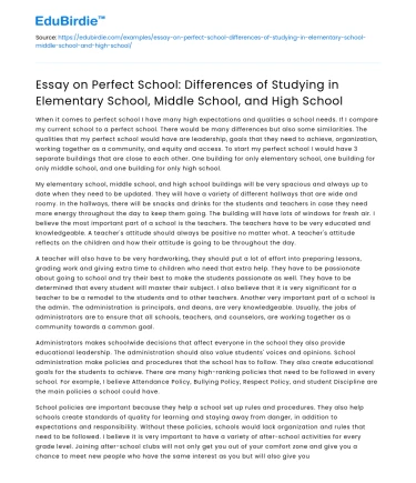 Differences in Elementary, Middle, and High School Study