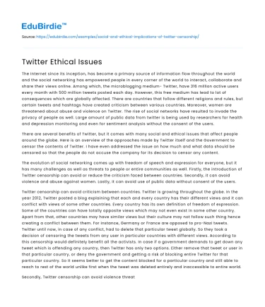 Twitter Ethical Issues