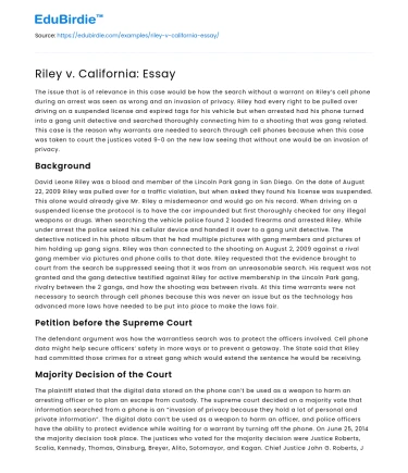 Riley v. California: Essay
