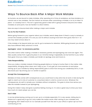 Ways To Bounce Back After A Major Work Mistake