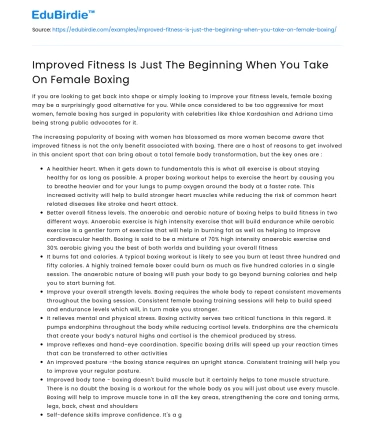 Improved Fitness Is Just The Beginning When You Take On Female Boxing