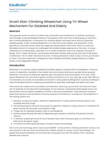 Smart Tri-Wheel Wheelchair for Disabled and Elderly