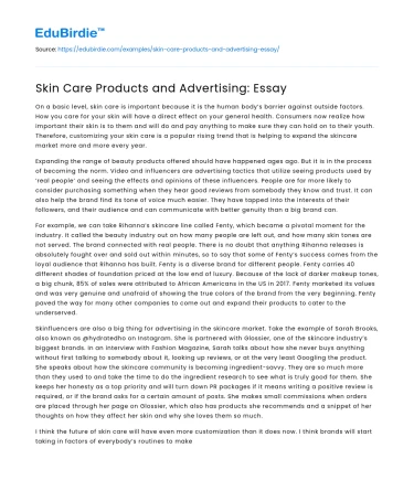 Skin Care Products and Advertising: Essay