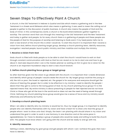 Seven Steps To Effectively Plant A Church
