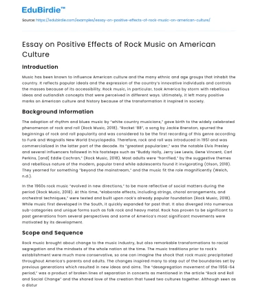 Essay on Positive Effects of Rock Music on American Culture