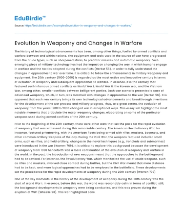 Evolution in Weaponry and Changes in Warfare