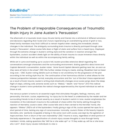 Irreparable Consequences of Traumatic Brain Injury in ‘Persuasion’