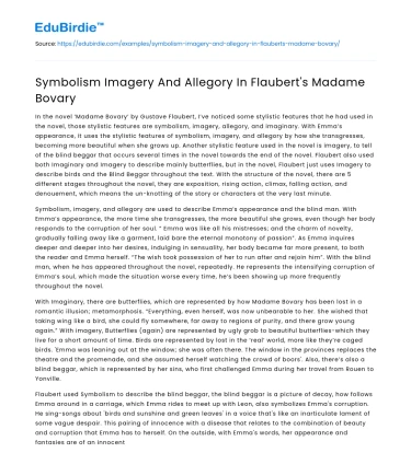 Symbolism Imagery And Allegory In Flaubert’s Madame Bovary