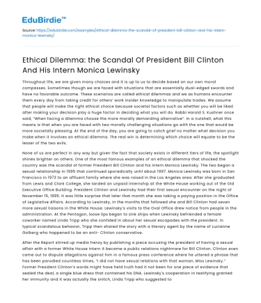Clinton-Lewinsky Scandal: An Ethical Dilemma