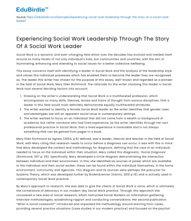 Exploring Social Work Leadership Through a Leader’s Story