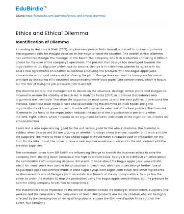 Ethics and Ethical Dilemma