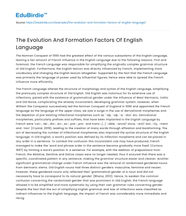 The Evolution And Formation Factors Of English Language