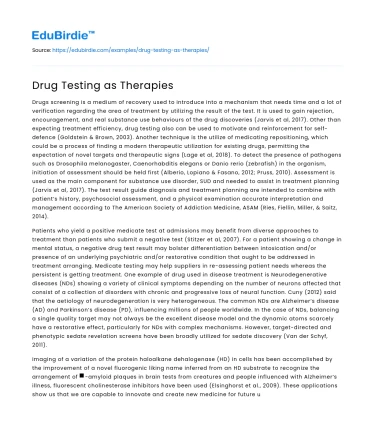 Innovative Strategies in Drug Testing Therapies
