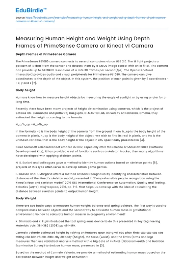 Measuring Human Height & Weight with Depth Cameras