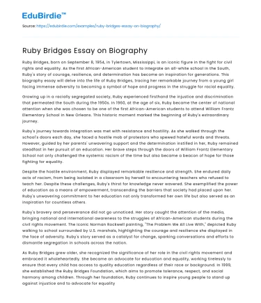 Ruby Bridges Essay on Biography