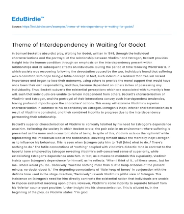 Theme of Interdependency in Waiting for Godot