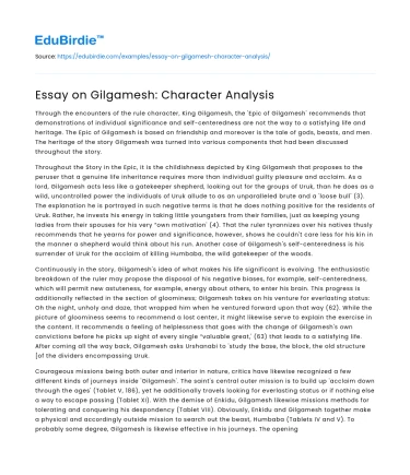 Essay on Gilgamesh: Character Analysis