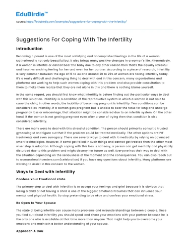 Suggestions For Coping With The Infertility