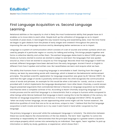 First Language Acquisition vs. Second Language Learning